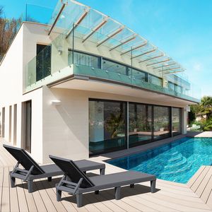 Açık veranda bahçe setleri şezlong şezlong ahşap görünümlü mobilya şezlong - Product Image 6