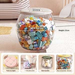 Boîte de <span class=keywords><strong>rangement</strong></span> ronde en plastique pour poupées et jouets, boîte de <span class=keywords><strong>rangement</strong></span> pour peluches, design simple et moderne - Product Image 6