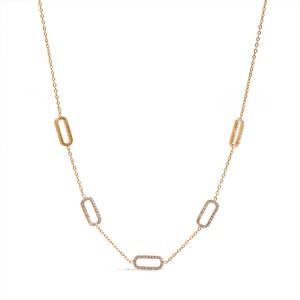 Collier tendance en acier inoxydable original imperméable et anti-ternissement plaqué or 14k 18k avec diamants pour femmes et hommes - Product Image 3