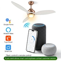 Ventilateur de plafond décoratif à LED de 52 pouces avec pales en ABS, télécommande, contrôle intelligent en option, moteur BLDC silencieux, pour la décoration de la maison