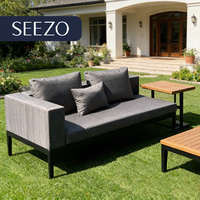 Ensemble de canapés d'extérieur de luxe en aluminium et teck pour jardin, terrasse et zones repas - Imperméable et durable