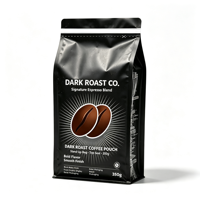 Sachet Doypack de qualité alimentaire à soufflets sur huit côtés, refermable avec fermeture éclair, finition mate, pour emballage de café en grains et café moulu, personnalisable