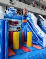 Toboggan aquatique gonflable commercial en PVC pour l'extérieur, châteaux gonflables, toboggan aquatique gonflable avec piscine