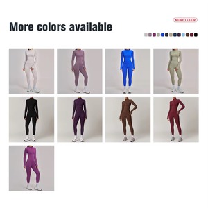 Set Yoga Personalizzato con Giacca Senza Cuciture a Maniche Lunghe con Zip, Reggiseno Sportivo e Pantaloncini da Ciclista, Asciugatura Rapida e Traspirante - Product Image 2