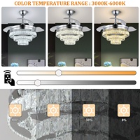 Vente directe d'usine, ventilateur de plafond moderne en cristal intelligent à commande à distance BLDC réversible 60W 42 pouces avec lumière LED