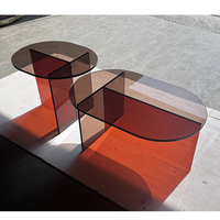 Table basse ovale multifonctionnelle convertible en acrylique moderne et contemporaine pour salon, maison, hôtel