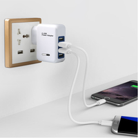 TKT 20W Charge Rapide 4 Ports USB PD Chargeur Mural Électrique QC3.0/QC4.0 OTP/OVP Protection CE/FCC Certifié US/EU Standard