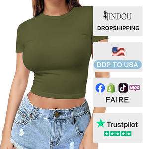 ربيع وصيف شعار مخصص للنساء سادة فارغة أعلى محصول تيشيرتات سريعة الجفاف عارضة ملابس الشوارع الفتيات تيشيرتات أطفال - Product Image 2