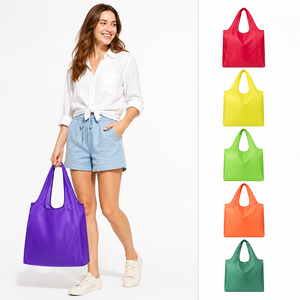 Reusable Shopping <b>Bag</b> <b>Foldable</b> Tote <b>Bag</b> 38cm Lightweight Nylon Roll Up Grocery <b>Bag</b> Farmers Market <b>Beach</b> Travel Eco <b>Bag</b> 12 Colors - Product Image 1