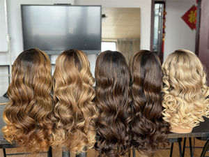 Timide luxe Balayage Highlight Full Lace Perruques Light 100 pour cent Perruques de cheveux humains abordables 20 pouces avec des cheveux de bébé - Product Image 6