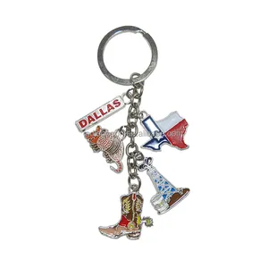 Fábrica Dallas 5 Rat Charme Esmalte Personalizado Chaveiro Lembranças Chave Animal Titular do Estado do Texas Mapa Metal Keychain