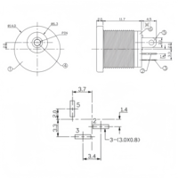 Prise de courant DC à montage sur panneau fileté DC022M avec écrou 5,5x2,1 mm 5,5x2,5 mm 3,5x1,3 mm Connecteur d'alimentation femelle DC 3 broches