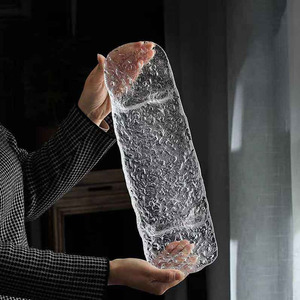 Plato de <span class=keywords><strong>sushi</strong></span> de cristal sencillo moderno al por mayor de fábrica, bandeja irregular rectangular de tira larga - Product Image 3