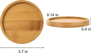 1 pièce <span class=keywords><strong>de</strong></span> sous-verres <span class=keywords><strong>en</strong></span> bambou, 3,7 pouces <span class=keywords><strong>de</strong></span> diamètre, 0,4 pouces d'épaisseur, supports vierges pour artisanat, base pour mosaïque DIY, petite plante d'intérieur, réutilisable, écologique - Product Image 2