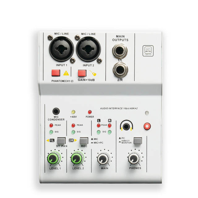 2-channel Mixing Console Professional Stage Reverb USB Mini Mixer
