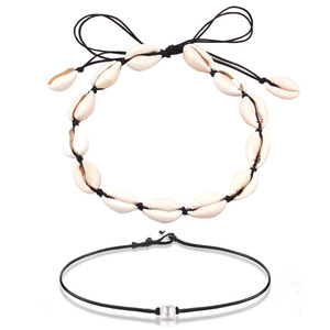 สร้อยคอเปลือกหอยธรรมชาติสไตล์ฮาวายสำหรับผู้หญิง สร้อยคอแฟชั่นทำมือแบบถักเชือกสำหรับงานปาร์ตี้ - Product Image 1