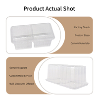 Plateau à biscuits en plastique transparent PET à 2 cavités, personnalisé ODM, pour biscuits, biscuits au beurre, gaufrettes, snacks et pâtisseries croustillantes