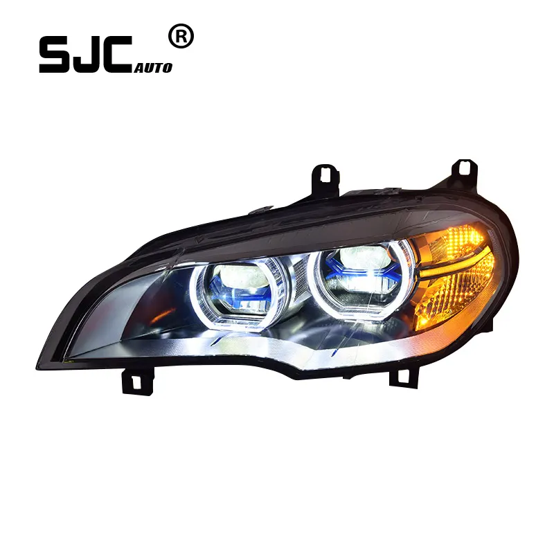 Автомобильные запчасти SJC для 2007-2013 BMW X5 фары в сборе E70 модифицированные новые светодиодные ангельские глазки дневные ходовые огни