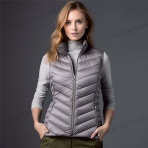 Logotipo personalizado/Fabricantes de ropa personalizada al por mayor <span class=keywords><strong>mujer</strong></span> <span class=keywords><strong>chaleco</strong></span> sin mangas ultraligero abajo chaqueta señoras <span class=keywords><strong>chaleco</strong></span> acolchado - Product Image 5