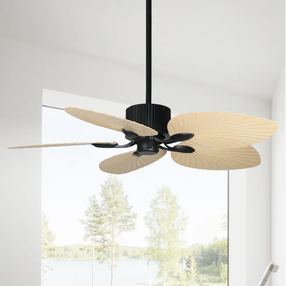 Prezzo decorativo residenziale 5 pale in ABS ventilatore da soffitto con Design floreale in rame Super aria di alta qualità con luce e telecomando