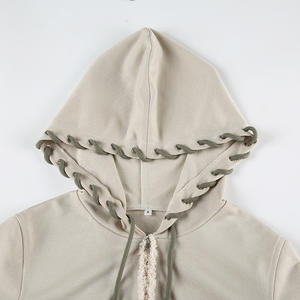 Conjunto Deportivo Casual de Otoño de 2 Piezas con Logo Personalizado para Mujer con Sudaderas con Capucha Bloques de Color y Pantalones Acampanados de Punto - Product Image 2