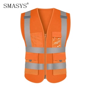 SMASYS حار بيع صديقة للبيئة عاكسة سلامة سترة سوداء مع جيوب - Product Image 6