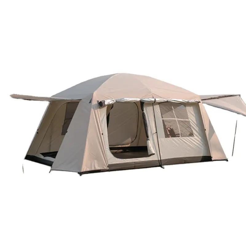 Tente de camping double couche épaissie deux chambres et un salon tente familiale tente étanche à la pluie et au soleil grand espace