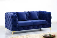 Docarelife Mobilier de chambre de luxe Design moderne Confortable Cuir Velours Rembourré Tufté Chesterfield Salon Canapé Ensemble