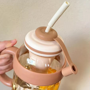 New Factory Wholesale Stock <strong>Large</strong>-sized Iced Water <strong>Cup</strong> Flower <strong>Tea</strong> Plastic <strong>Cup</strong> with Handle and Straw Wholesale <strong>for</strong> School Pupils - Product Image 5