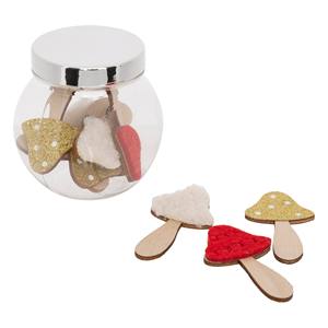 Juego de 9 Adornos de Madera con Forma de Champiñón de 7.5x5.5 cm - Product Image 1