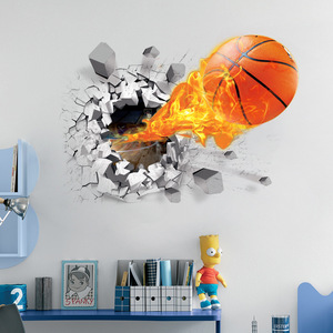 3D Basketball Wall <b>Sticker</b> 50x70cm PVC Waterproof Home Decoration Children's Room Sport Decal - Product Image 3