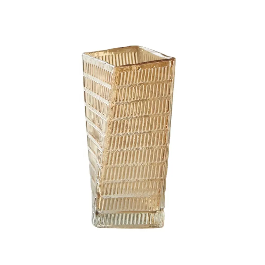 High-End leichte Luxus Kristall blume Hydro ponik Wasser Kultur vase transparente quadratische Glas Blumenvase