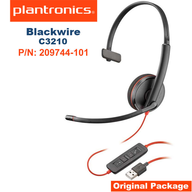 Poly Blackwire 3210 Monaural USB-C Business Headset 28mm Speaker Noise Cancelling Mic SoundGuard Dynamic EQ Inline ControlOffice