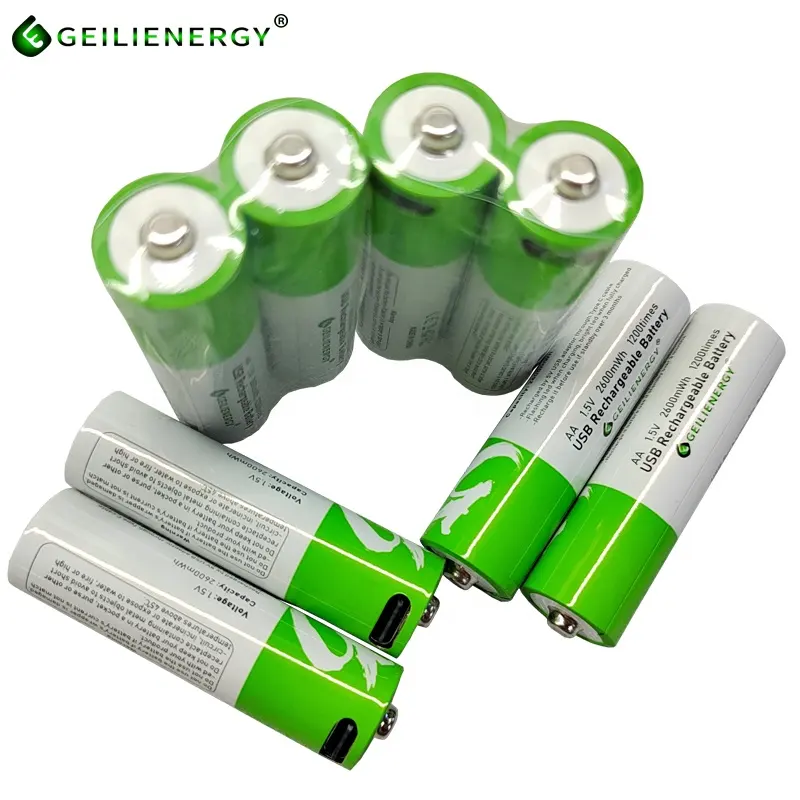 Batterie ricaricabili di alta qualità AA la batteria ricaricabile al litio USB da 1.5V fornisce la personalizzazione del ODM OEM