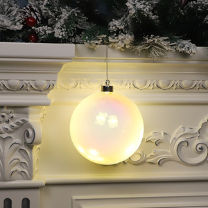 Boule suspendue en verre transparente peinte arc-en-ciel en or moderne Lampe à LED à paillettes pour décoration de Noël d'extérieur - Product Image 4