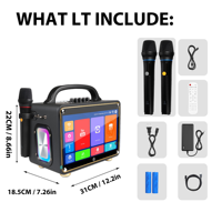 Nouveau haut-parleur vidéo home DJ KTV karaoké avec écran tactile, 2 microphones sans fil pour chanter haut-parleur karaoké
