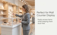 Vitrine à bijoux moderne en bois blanc avec éclairage LED intégré et verre trempé pour la vente au détail