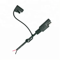 18AWG SAE konektor kawat Harness SAE 2 Pin konektor ke telanjang kabel tembaga dengan isolasi hitam untuk mobil, sepeda motor, baterai