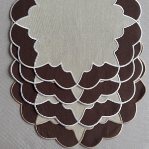 Custom Two-color Embroidered Handmade <b>Cloth</b> Pure Cotton <b>Linen</b> Napkins and Placamat Set 100% <b>Linen</b> Embroidered Monogram - Product Image 3