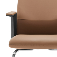 Chaise de bureau exécutive moderne en cuir à dossier haut, avec pieds cantilever chromés, sans roulettes, pour mobilier de bureau OEM
