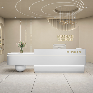 Escritorio <span class=keywords><strong>de</strong></span> recepción simple y moderno con <span class=keywords><strong>pilares</strong></span> redondos, luces coloridas, Mostrador <span class=keywords><strong>de</strong></span> salón, mostrador <span class=keywords><strong>de</strong></span> recepción <span class=keywords><strong>de</strong></span> joyería con diseño novedoso - Product Image 5