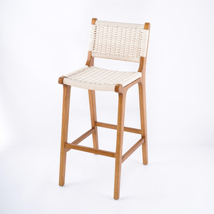 Commercia屋内家具北ヨーロッパハイカウンターウッドレトロロープ籐バースツール - Product Image 6