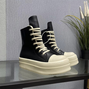 Bottes d'hiver de luxe pour homme <span class=keywords><strong>Owens</strong></span>, en cuir véritable, à semelle épaisse, rehaussantes, à lacets - Product Image 2