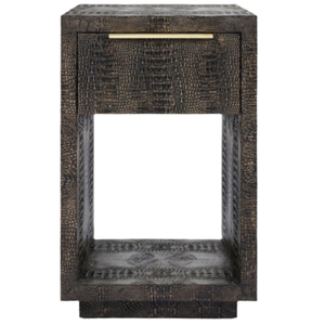 Mesita de noche Pierce de diseño moderno con imitación de cuerno y tapa de madera, mesita de noche duradera de alta calidad - Product Image 6