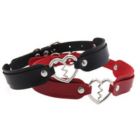 Colliers ras du cou en cuir Harajuku avec motif cœur et éclair, pour femmes et hommes, style punk, réglables, bijoux
