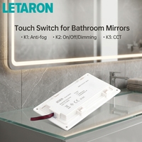 LETARON 60-120W IP44 Étanche CE 12V/24V Désembueur Intelligent à Gradation CCT avec Capteur Tactile Portée de Détection 0-3m pour Miroir LED