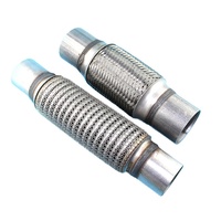 Pipa Knalpot Truk Temperatur Tinggi Double Braided Flex Pipe Ss201 304 409 2.0 Outer Wire Mesh Braided Exhaust Bellow untuk Mobil Truk