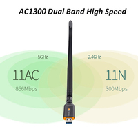 Adaptateur Wi-Fi USB Veggieg pour PC de Bureau, AC1300Mbps, Clé Wi-Fi Double Bande USB 3.0 avec Antenne Haut Gain 2.4GHz/5GHz