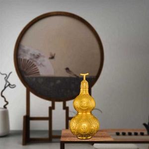 Ornement de <span class=keywords><strong>gourde</strong></span> Feng Shui <span class=keywords><strong>Wu</strong></span> Calabash, pendentif <span class=keywords><strong>Lou</strong></span>, sculpture de décoration pour la maison, décoration de table, décoration dorée porte-bonheur - Product Image 5