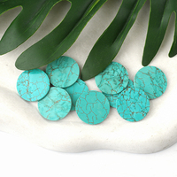 Pierre précieuse naturelle de haute qualité, turquoise naturelle ronde à dos plat, disponible pour la personnalisation, usine OEM, découpe CNC